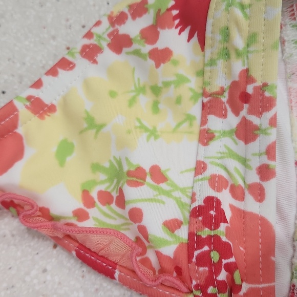 JANIE and JACK floral ruffle bikini top 2T girls triangle swim/beach halter - Picture 2 of 4